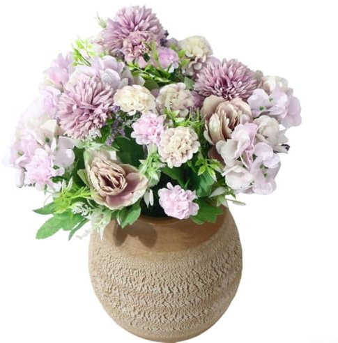 Aprilsunnyzone Fiori decorativi di peonia e ortensia, confezione da 4 composizioni in seta, blu per casa, eventi, set di decorazioni floreali per matrimoni e casa (viola)