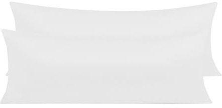 Pack 2 Fundas de Almohada de Microfibra con Cremallera Funda Almohada Transpirable Suave Antiarrugas (Blanco - 45x135 cm)