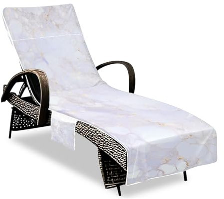 Housse de coussin décorative de luxe en microfibre douce avec poches pour piscine, bain de soleil, plage, jardin - Blanc argenté - 215,9 x 76,2 cm