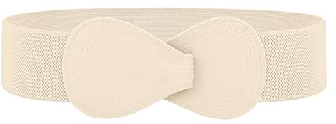 JasGood Damen Breiter Elastischer Taillengürtel Stretch Kleider Gürtel für Damen Hüftgürtel mit Modische Schnalle,Beige,90cm