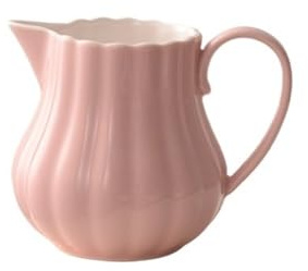 Sauce Boat Ceramic Coffee Milk Pitcher Floral Color Sauce Pot Gravy Boat with Handle Gravy Boat(Pink)