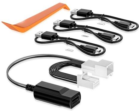 Hoite Adaptador de Corriente para cámara de Tablero de 10 Pines Tipo H Que se Conecta al Espejo retrovisor. Fuente de alimentación USB incorporada.