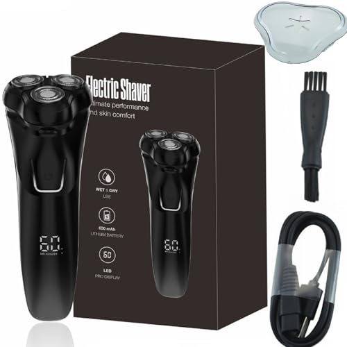 Rasoio Elettrico, Rasoio Elettrico Rotante 2 In 1 Senza Fili 4D Con Display Lcd, Lama Flottante, Ricarica Rapida, Batteria A Lunga Durata, 100% Impermeabile, Rasoi Wet/Dry, Protezione De