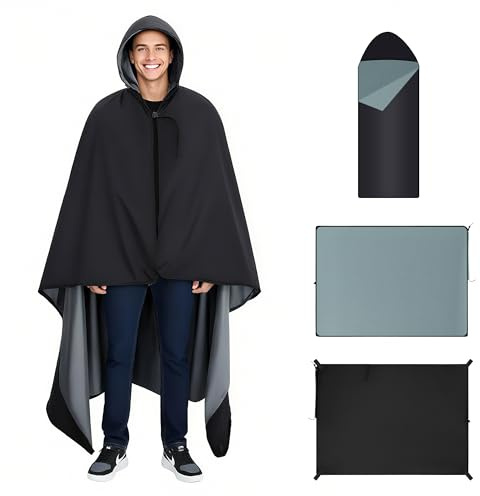 ONTYZZ Campeggio Coperta Termica 150x200cm Ultraleggera Calda Dormire Coperte Esterno con Fodera Velluto Cristallo Sacco Pelo Impermeabile Antivento Poncho per Roulotte Auto Viaggi Stadio