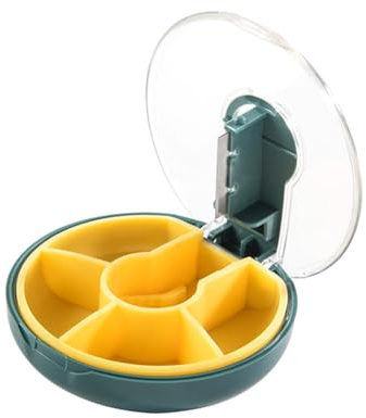 mophrati Scatola divisoria per pillole ABS PC portatile in acciaio Per inox affettatrice sigillata per tablet divisori per ufficio e viaggi d'affari, verde scuro