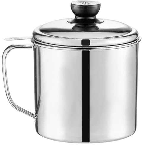 Healvian Pot De Filtre Huile En Acier Inoxydable 5.31X4.65X4.57 Pouces RéCipient À Graisse Grande Capacité Avec Filtre À Mailles Fines Pour Cuisine Domestique