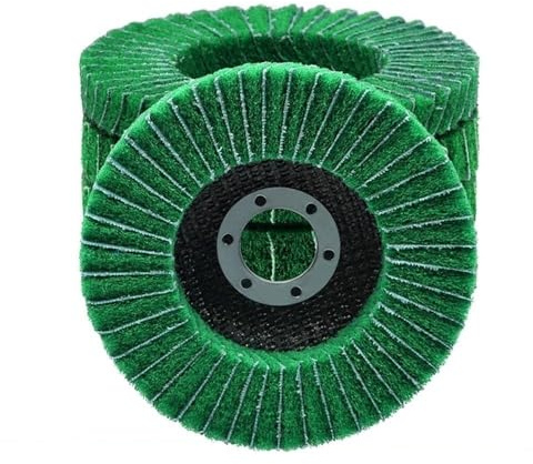 10 dischi abrasivi a lamelle verdi da 115 mm/4,5 pollici, grana 120, ruote lucidanti a lamelle in fibra di nylon for lucidatura di legno e metallo