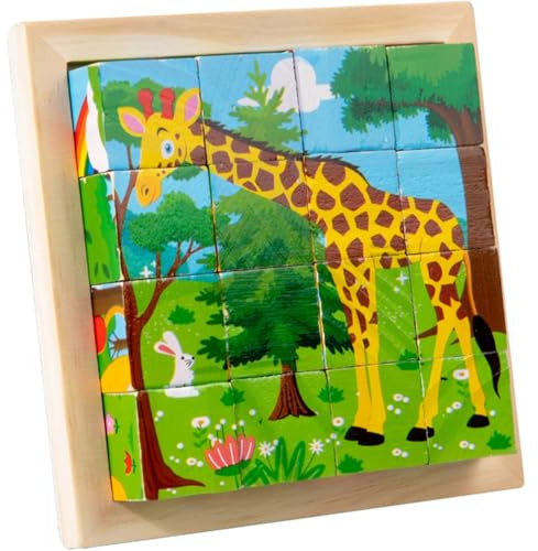 3D-Holzblock-Würfelpuzzle, Lernspielzeug mit Ablagefach (ab 36 Monaten)