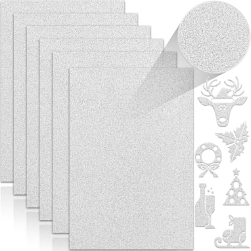 Silver Glitter Cardstock 250GSM tomt hantverkspapper för festdekoration skola studenttillbehör gör-det-själv-kuvert 25 ark