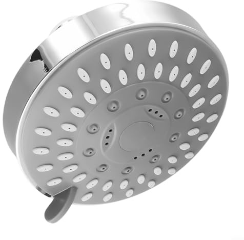 5 Function Shower Head with Adjustable Spray Patterns for Rainfall Mist and Massage Experience with Solid ABS Body and Chrome Coated