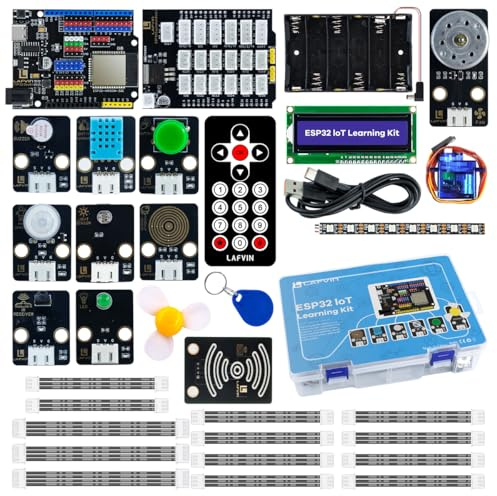LAFVIN IoT Kit de démarrage pour ESP32 avec tutoriel, ESP32 Devkit, RFID, LCD1602 compatible avec Arduino IDE