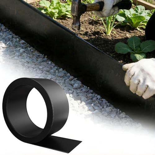 Ferzone Bordure de Jardin 20m, Bordure de Pelouse Métal Flexible 15cm de Hauteur, Surface Galvanisée, Anti-Mousse, Résistante aux Intempéries, Facile à Installer, Noir