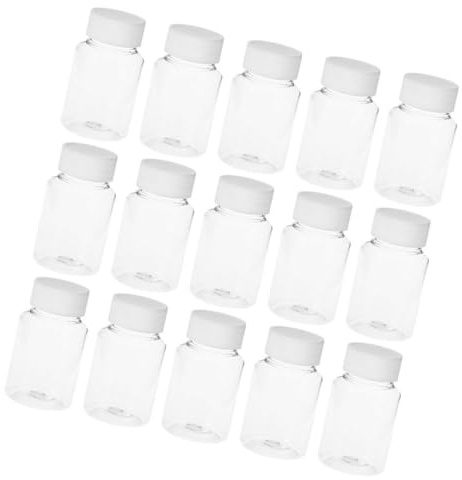 CTIRCHIU Pack de 22 Botellas de Plástico Transparentes de 80 Ml Boca Ancha Pequeñas Botellas Tapa para Líquidos Organizador para Transportar Cápsulas de Medicina de Viaje Envases