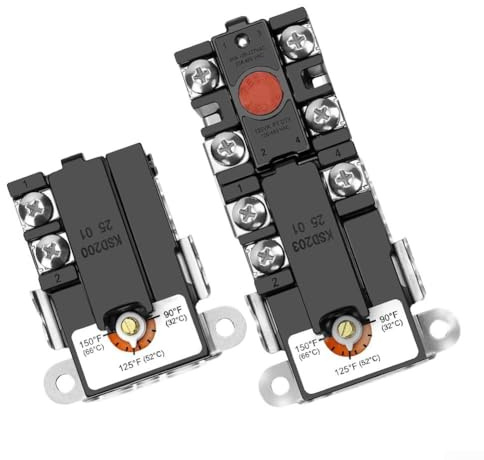 SMZhomeone Termostato elettrico di ricambio per scaldabagno con doppi controlli inferiori superiori, temperatura regolabile 32-65,6 °C, metallo ABS certificato di sicurezza, facile installazione per