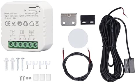 Blaihild Smart Garageportöppnare -kompatibel AC100-240V, Fjärrkontroll med Nedräkningsfunktion, 5 M Sensorkabel för Svängskjutportsmotorer, Fjärrautomatisera Din Garageport