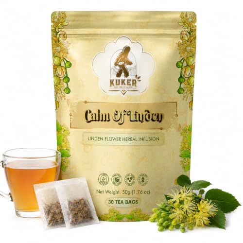 Linden Tea Bags 20 Pack – Linden Flower & Blossom Herbal Tea – Tilia Tea Tisane for Calm & Relaxation – Flower Tea for Quiet Mind & Evening Rituals – Caffeine Free Herbal Tea Bags