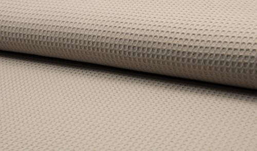 100% Cotton Waffel Waben Pique Stoff Taupe Beige - Beige, 1Mtr - 150cm x 100cm