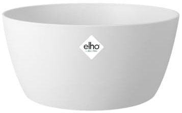 elho Brussels Bowl 23 - Flower Pot for Indoor - 100% Recycled Plastic - Ø 22.9 x H 10.8 cm - White/White