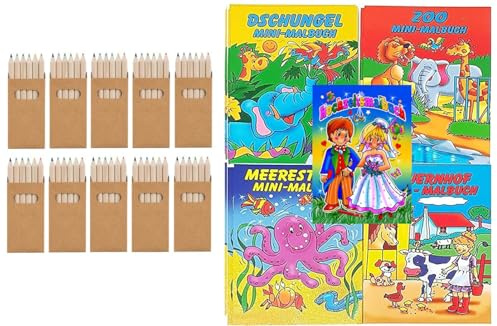 Libetui Set 10 Malbücher für Kinder inklusive 60 Buntstiften Malhefte Mitgebsel Geburtstag Junge Mädchen Kinderparty Kindermalbuch Kindergeburtstag