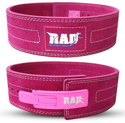 RAD Gewichthebergürtel für Damen und Herren, Größe 63 TO107 cm, Dicke 10 mm, Breite 10 cm, Leder, Schwarz