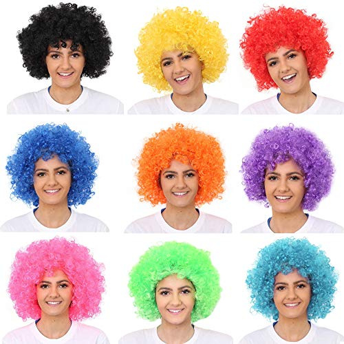 Hatstar Afro Perücke Pink, Karnevalsperücke mit Locken für Damen und Herren, 140 g, Kostüm Accessoire für Karneval, Fasching und Halloween, 100 % Polyester