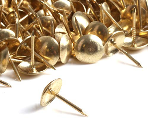 100x Brass Decorative Upholstery Nails - 10mm Domed Head Fabric Furniture Tacks