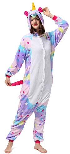 Katara 1744 (30+ Designs) Einhorn-Kostüm Lila-weiß, Unisex Onesie/Pyjama-Qualität für Erwachsene