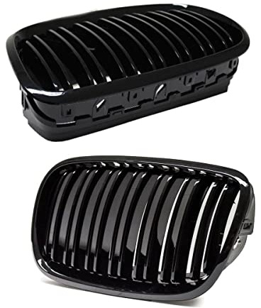 Parrilla de radiador doble puente X5 E70 X6 E71 E72 compatible para BMW negro brillante juego de parrillas