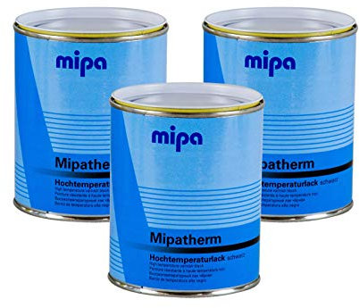 3x MIPA Mipatherm Schwarz Thermolack Ofenlack hitzebeständig bis 800°C 750 ml