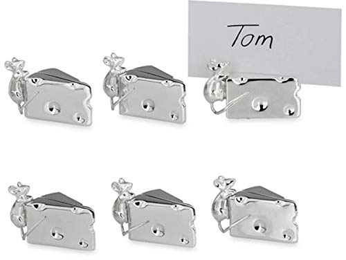 SILBERKANNE Halter für die Tischkarte 6er Set Maus und Käse 2,5x1,5 cm Premium Silber Plated edel versilbert in Top Verarbeitung