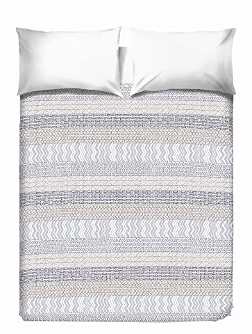 PENSIERI DELICATI Copriletto Matrimoniale 260 x 280 cm, Telo Singolo 100% Cotone Pique, Ideale Come Telo Arredo, Coperta Salva Letto 2 Piazze, Fantasia Azteco Grigio, 100% Made in Italy