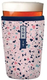 Sok It Pint Sok Beer Glass Sleeve Insulated Neoprene Cover (Pink Terrazzo, Pint Glass Sleeve)