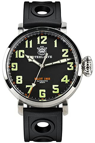 Steeldive SD1903 Edelstahl Diver NH35 automatische mechanische Herrenuhr, luxuriös, C3, leuchtendes Saphirglas, Armbanduhr, Gummiband, Taucher, mechanisch, Kautschukarmband, Taucher, mechanisch