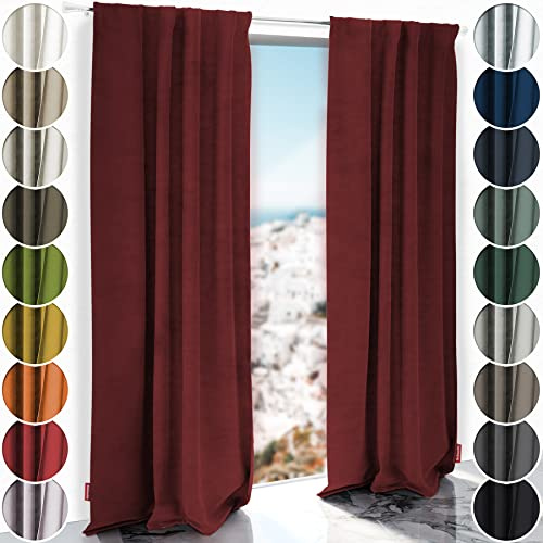 Schuette® Verdunkelungs-Vorhang Gardine mit Tunnelband ● Millenium Velvet: Carmine (Rot) ● 290x135cm Höhe x Breite (1 Stück) ● Knitterfrei Pflegeleicht Thermo Blickdicht & stark Abdunkelnd