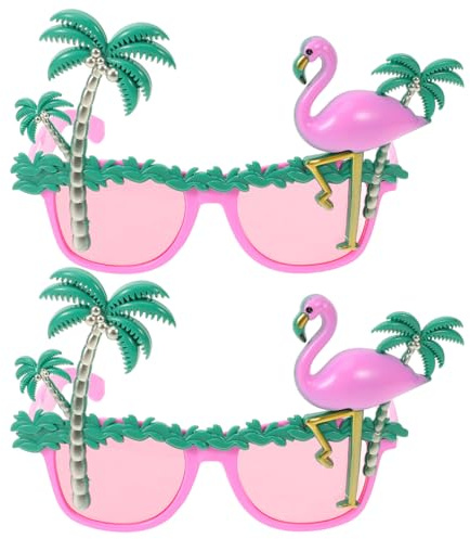 PRETYZOOM 2Er-Pack Hawaii-Sonnenbrille Mit Flamingo- Und Kokospalmen-Motiv | Hawaiian Party Eyewear FüR Tropische Feiern Strandpartys Poolpartys Lustige Foto-Accessoires