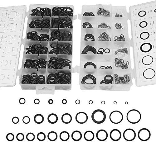 BGTXINGI 300-teiliges sortiertes O-Ring-Kit mit 225-teiligem Gummi-O-Ring-Dichtungs-Reparaturkasten Unterlegscheiben-Sortiment für die allgemeine Reparatur von Sanitärfahrzeugen