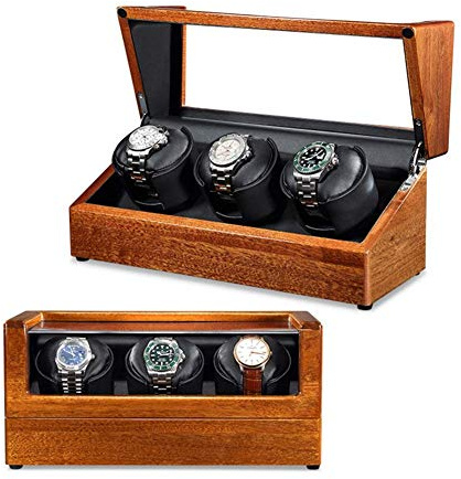 SXSGSM Watch Winder Automatic Watch Winder 3 Orologio Meccanico Custodia in Pelle Motore Anti-magnetizzazione 5 modalità di Rotazione di Lusso Realizzato in Legno Laccato per Pianoforte The New