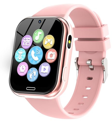 Montre Connectée Enfant 19 Jeux- Smartwatch Téléphone pour Fille Garçon avec Appel SOS, Jeux, Pédomètre, Appareil Photo, Musique, Lampe Poche, Montre Intelligente pour Enfants de 3-12 Ans (Rose)