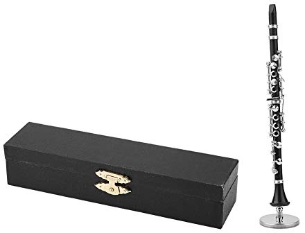 OKJHFD Musikinstrumentenmodell, 16 cm Mini-Klarinettenmodell, Musikinstrument, Ornamente, Dekoration, Display Mit Ständer Und Koffer, Schönes Geschenk Für Familien Und Freunde