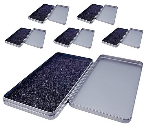 BESTonZON 6stücke Portable Mit Deckel Stabile Stahlblechbox Für Handyhüllen Und Displayschutz Organizer Mit Schaumstoffeinlage Silberfarben Vielseitig Einsetzbar