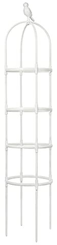 TITA-DONG Treillis D'obélisque de Jardin, Treillis de Jardin D'obélisque de Tour, Support de Plante Grimpante en Treillis Antirouille, Tour de Plante Légère pour Support de Vigne de Clématite(Blanc)