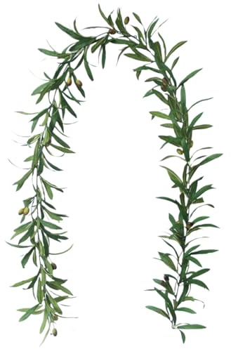 Guirnalda de Primavera, guirnaldas de Oliva, guirnaldas de Hoja de Oliva de 73 Pulgadas, guirnaldas de Rama de Oliva Artificial, guirnaldas de vegetación portátil para la Puerta Delantera de la Pared