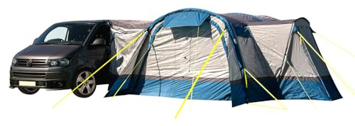 OLPRO Cocoon Breeze V2 Aufblasbares Wohnmobil-Markise, 4,55 x 3,5 m, 5 Liegeplätze, Blau und Grau, eingenähte Bodenplane, Fahrzeughöhe von 190 cm bis 250 cm, perfekt für Familien