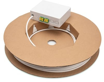 DIGITUS FTTX Installations-Kit - FTTH-Anschlussdose - LC-APC Duplex Kupplung - 4 Fasern - Vorkonfektioniert - 30m Kabellänge - Aufputzmontage - Weiß