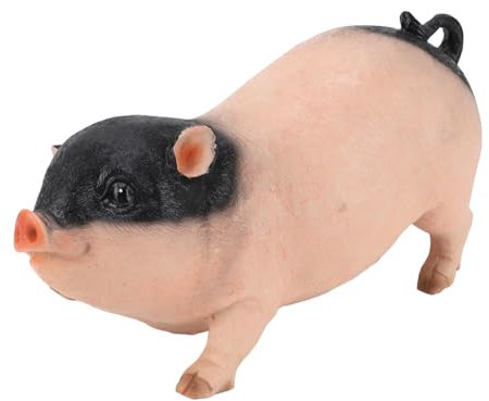 SIXRUN Schwein-Gartenstatue, 26 cm, Exquisite, Lebensechte, Niedliche Schwein-Harzfigur für die Dekoration Im Innen- und Außenbereich, Schwein-Gartendekoration (Colorful)