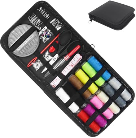 Lnhgh Kit de couture pour adultes avec aiguille à fil - Accessoires de couture - 75 pièces - Accessoires de couture - Kit de démarrage simple à la main pour débutants, à la maison