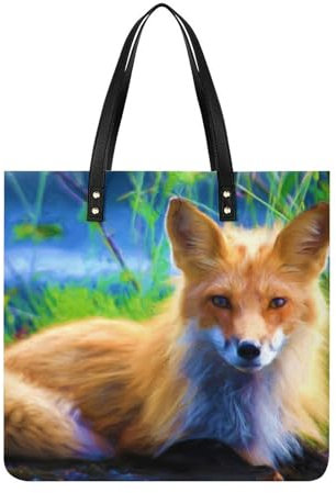 FZRTGOP Fuchs Damen Shopper Handtasche Umhängetasche Schultertasche Für Büro Schule Einkauf 39x39cm