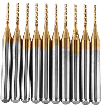 Haosie Carbide End Mills, 10pcs 1mm Diameter, 38mm Length, CNC Milling Cutter Set for Aluminum Engraving and Machining