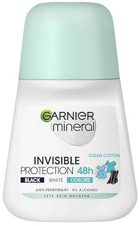 GARNIER DEO ROLL ON INVISIBLE BLACK AND WHITE Clean Cotton 50 ml PACK OF 3