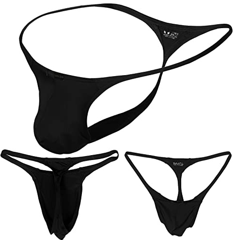 Neer Perizoma a Vita Bassa per Uomo Slip con Sospensorio da Uomo Mutande G-Stringa Intima Bikini Leggero, Nero